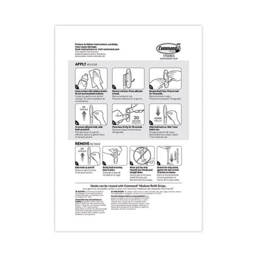 Command General Purpose Wire Hooks Medium Metal White 3 Lb Capacity 2 Hooks And 4 Strips/pack - Furniture - Command™