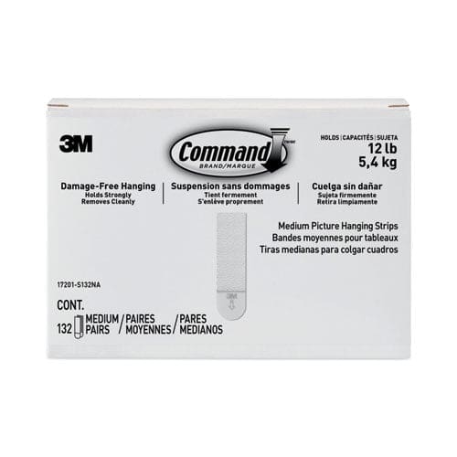 Command Picture Hanging Strips Value Pack Medium Removable Holds Up To 12 Lbs 0.75 X 2.75 White 132 Pairs/pack - School Supplies - Command™