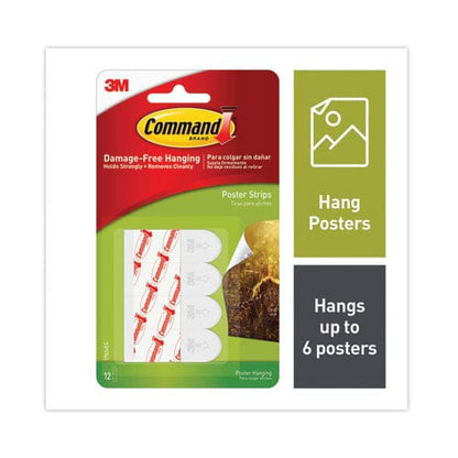 Command Poster Strips Removable Holds Up To 1 Lb Per Pair 0.63 X 1.75 White 12/pack - School Supplies - Command™