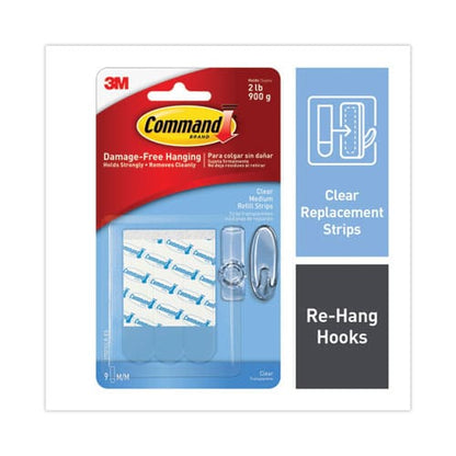 Command Refill Strips Removable Holds Up To 2 Lbs 0.63 X 1.75 Clear 9/pack - School Supplies - Command™