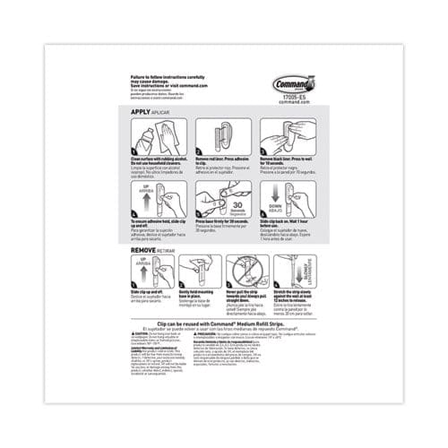 Command Spring Hook Plastic White 0.25 Lb Capacity 1 Hook And 2 Strips/pack - Furniture - Command™