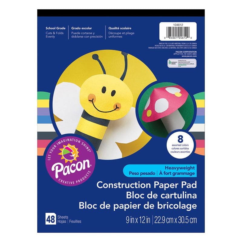 Construction Pad Hw 9X12 Asst 48Ct (Pack of 12) - Construction Paper - Dixon Ticonderoga Co - Pacon