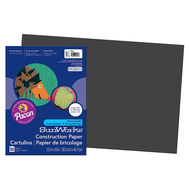 Construction Paper Black 50Pk 12X18 (Pack of 12) - Construction Paper - Dixon Ticonderoga Co - Pacon