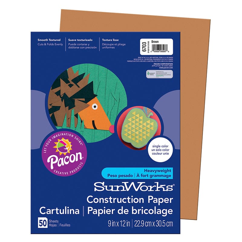 Construction Paper Brown 50Pk 9X12 (Pack of 12) - Construction Paper - Dixon Ticonderoga Co - Pacon