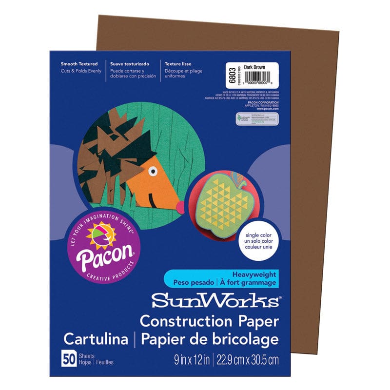 Construction Paper Dark Brown 9X12 50Pk (Pack of 12) - Construction Paper - Dixon Ticonderoga Co - Pacon