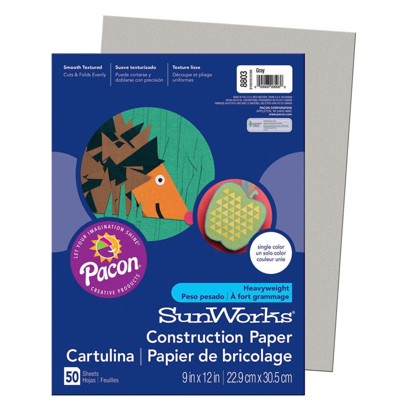 Construction Paper Gray 50Pk 9X12 (Pack of 12) - Construction Paper - Dixon Ticonderoga Co - Pacon