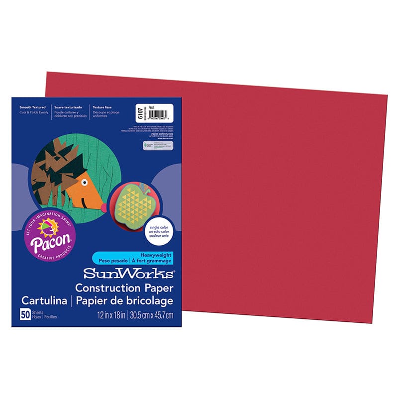 Construction Paper Red 50Pk 12X18 (Pack of 10) - Construction Paper - Dixon Ticonderoga Co - Pacon