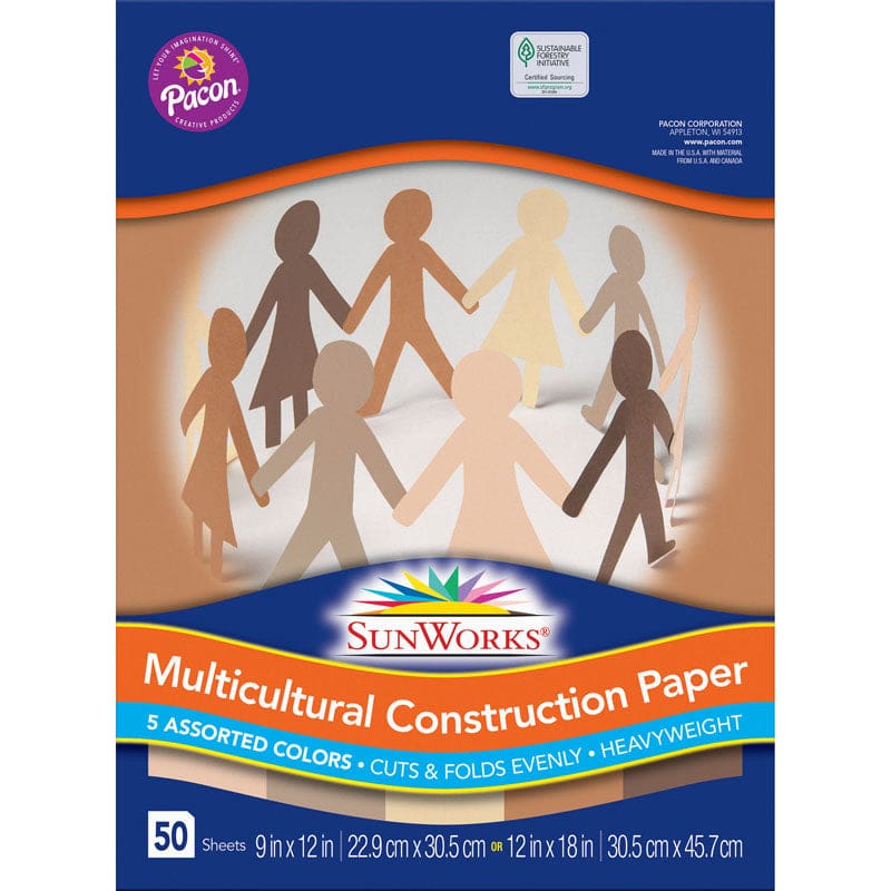 Construction Paper Skin Tone 9X12 5 Assorted Colors 50Pk (Pack of 10) - Construction Paper - Dixon Ticonderoga Co - Pacon