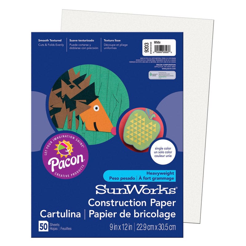 Construction Paper White 50Pk 9X12 (Pack of 12) - Construction Paper - Dixon Ticonderoga Co - Pacon