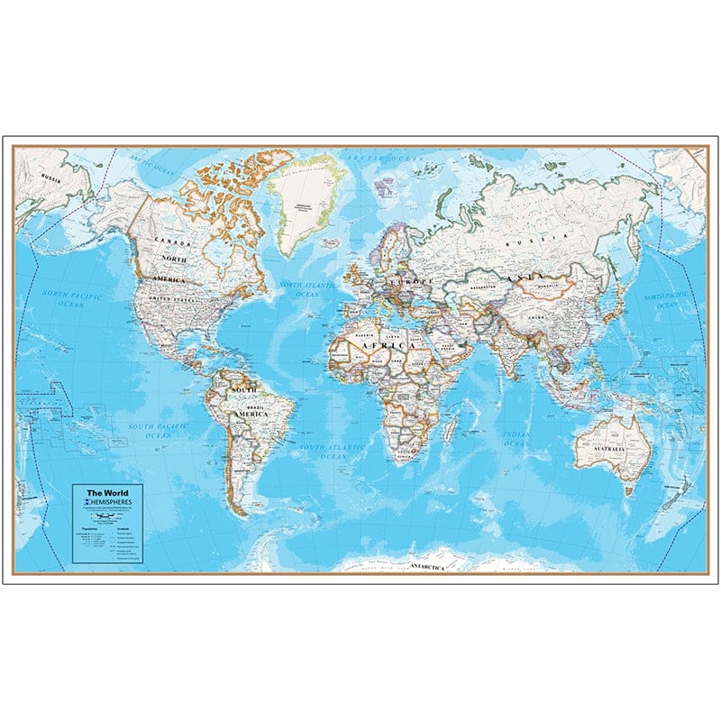 Contemp Laminated Wall Map World Hemispheres (Pack of 2) - Maps & Map Skills - Round World Products
