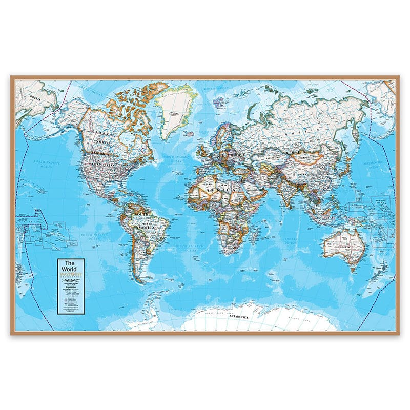 Contemporary World 24X36In Wall Map Laminated (Pack of 2) - Maps & Map Skills - Round World Products