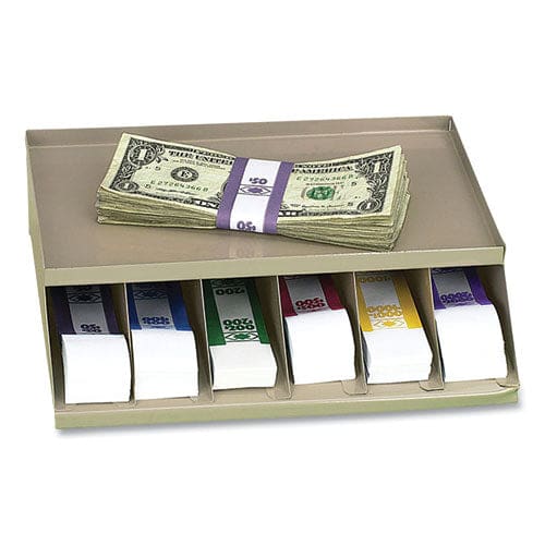 CONTROLTEK Coin Wrapper And Bill Strap Single-tier Rack 6 Compartments 10 X 8.5 X 3 Steel Pebble Beige - Office - CONTROLTEK®