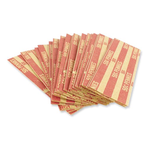 CONTROLTEK Flat Tubular Coin Wrap Pennies $0.50 Red 1,000/box - Office - CONTROLTEK®