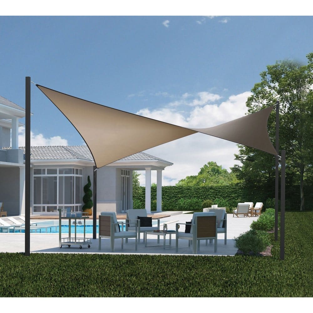 Coolaroo Dual Shade Sail Kit - 12’x 8’ Rectangle Cobblestone - Retractable Awnings & Solar Shades - Coolaroo