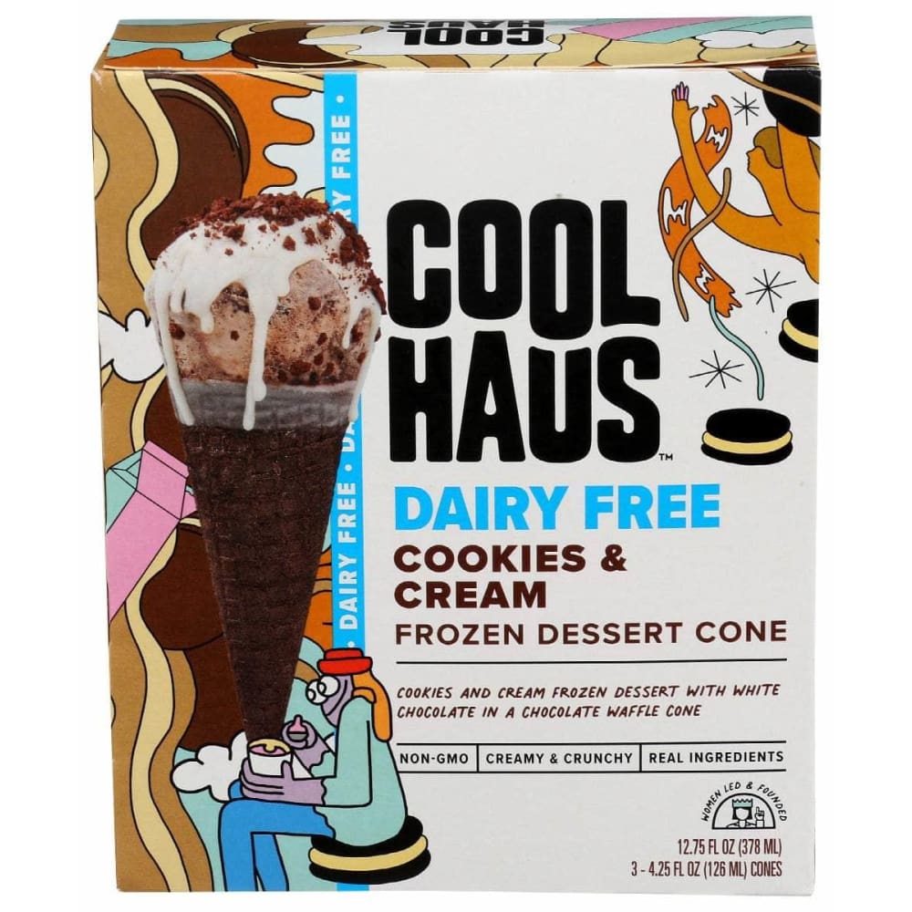 COOLHAUS Grocery > Frozen COOLHAUS Cookies And Cream Frozen Dessert Cone Dairy Free, 12.75 oz