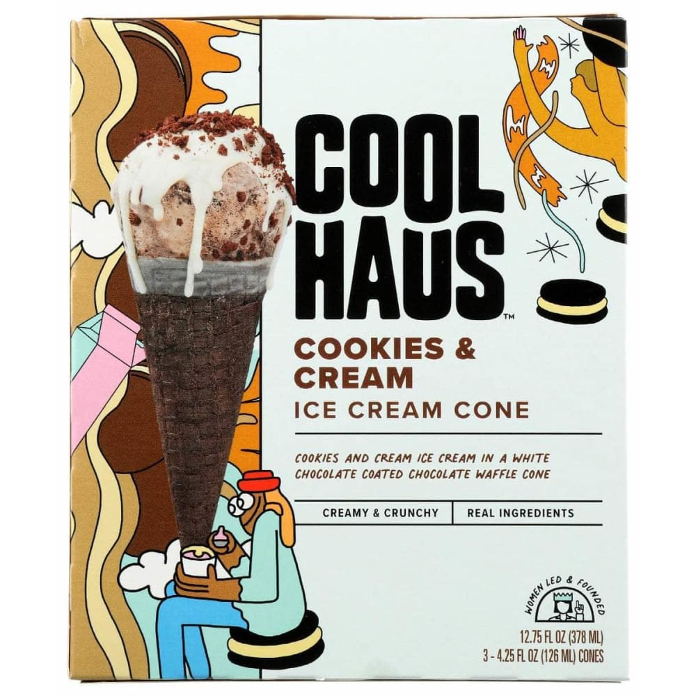 COOLHAUS Grocery > Frozen COOLHAUS Cookies and Cream Ice Cream Cones, 12.75 oz