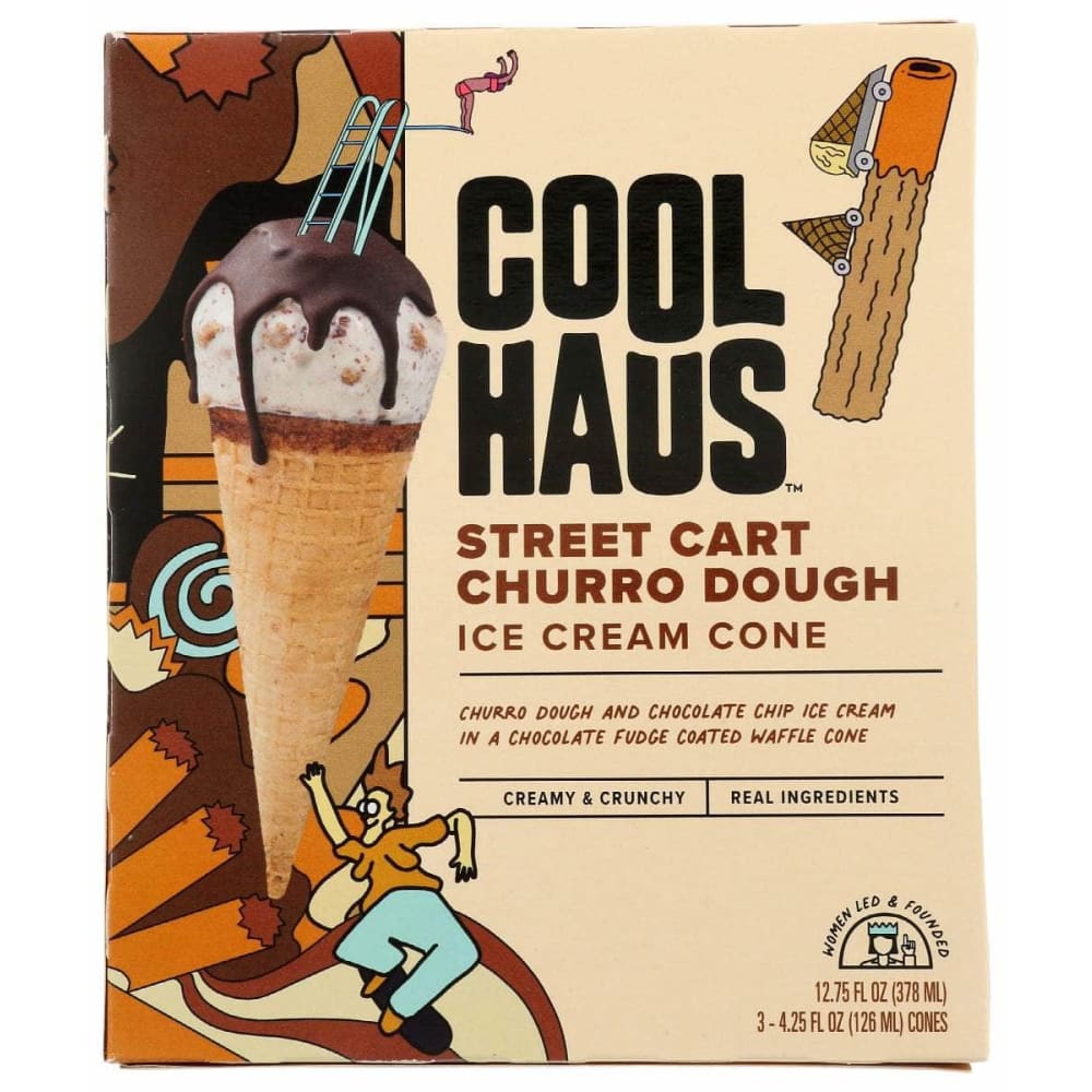 COOLHAUS Grocery > Frozen COOLHAUS Street Cart Churro Dough Ice Cream Cones, 12.75 oz