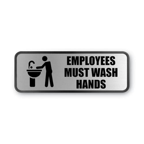 COSCO Brushed Metal Office Sign Employees Must Wash Hands 9 X 3 Silver - Office - COSCO