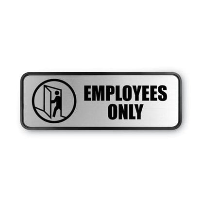 COSCO Brushed Metal Office Sign Employees Only 9 X 3 Silver - Office - COSCO