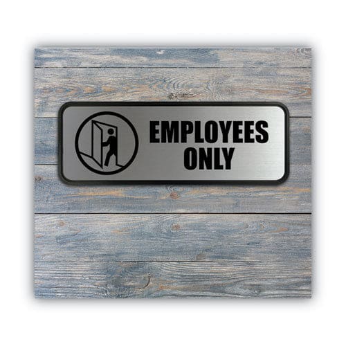 COSCO Brushed Metal Office Sign Employees Only 9 X 3 Silver - Office - COSCO