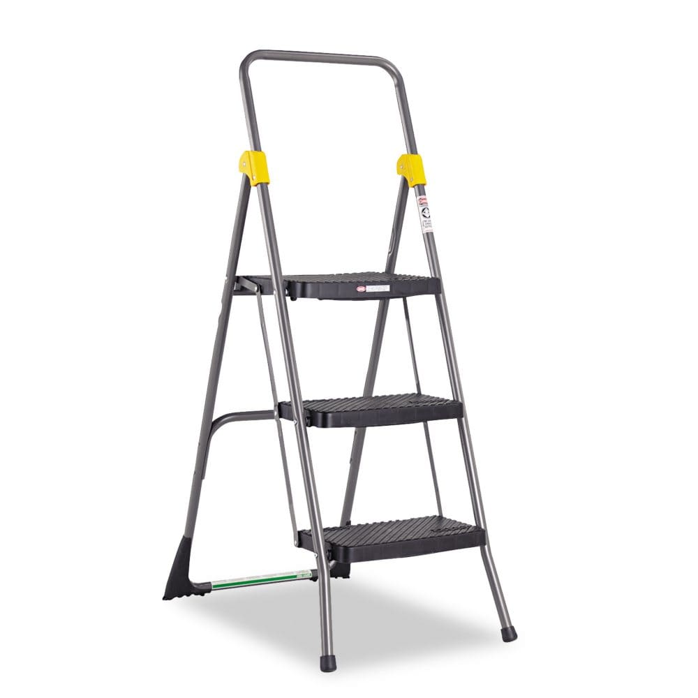 Cosco Commercial 3-Step Folding Step Stool 300lb Duty - Grey - Ladders & Stepstools - Cosco