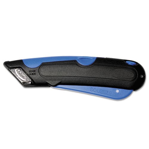 COSCO Easycut Cutter Knife W/self-retracting Safety-tipped Blade 6 Plastic Handle Black/blue - Office - COSCO