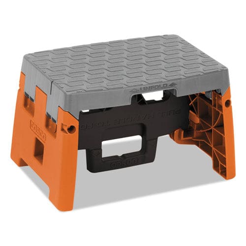 Cosco Folding Step Stool 1-step 300 Lb Capacity 8.5 Working Height Orange/gray - Janitorial & Sanitation - Cosco®