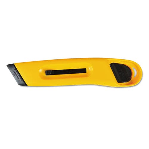 COSCO Plastic Utility Knife With Retractable Blade And Snap Closure 6 Plastic Handle Yellow - Office - COSCO