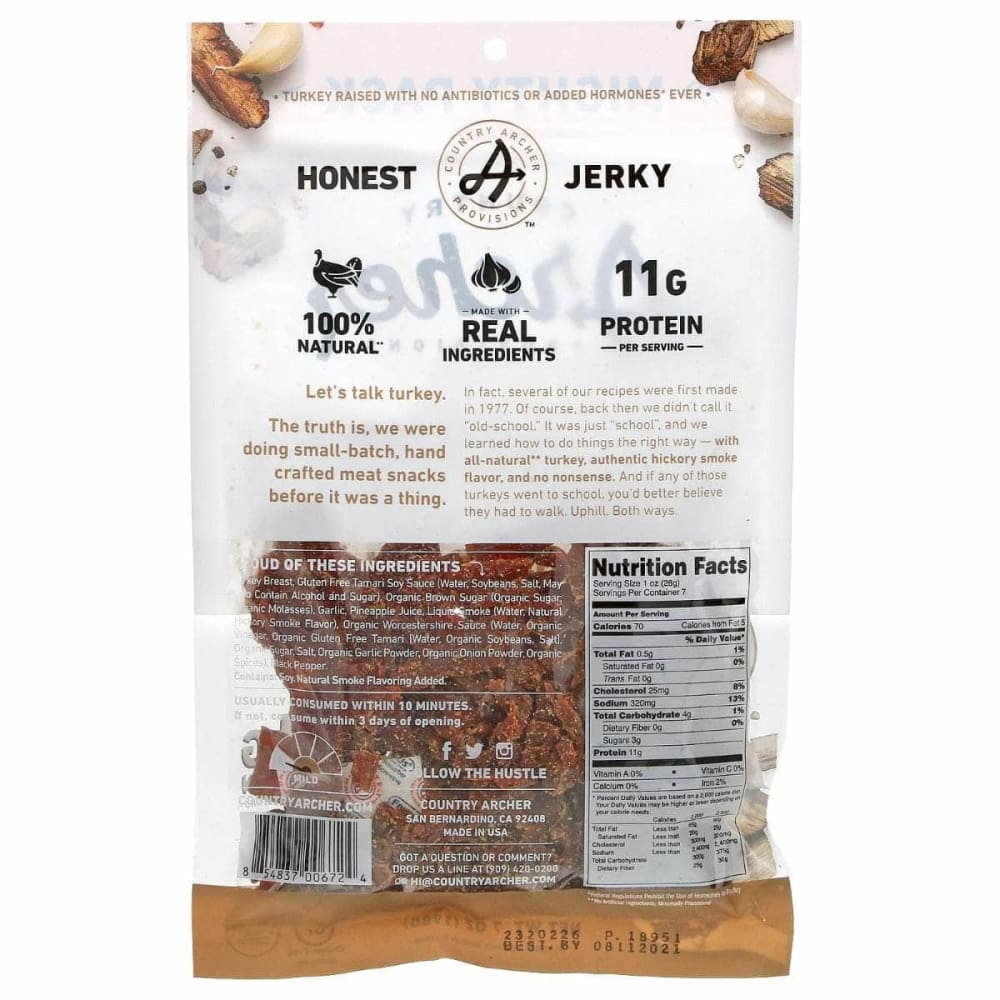 COUNTRY ARCHER Country Archer Jerky Turkey Hickory Smkd, 7 Oz