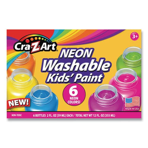 Cra-Z-Art Neon Washable Kids’ Paint 6 Assorted Neon Colors 2 Oz Bottle 6/pack - School Supplies - Cra-Z-Art®