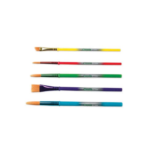 Crayola Arts And Craft Brush Set Assorted Sizes Natural Hair Angled Flat Round 5/set - School Supplies - Crayola®