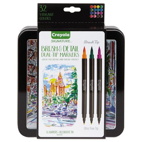 Crayola Brush And Detail Dual Ended Markers Extra-fine Brush/bullet Tips Assorted Colors 16/set - School Supplies - Crayola®