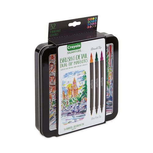 Crayola Brush And Detail Dual Ended Markers Extra-fine Brush/bullet Tips Assorted Colors 16/set - School Supplies - Crayola®