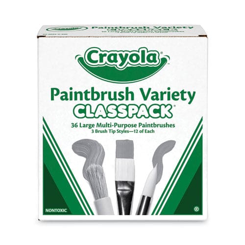 Crayola Large Variety Paint Brush Classpack Natural; Nylon Bristles Flat; Round Profiles 36/set - School Supplies - Crayola®