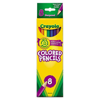 Crayola Long-length Colored Pencil Set 3.3 Mm 2b (#1) Assorted Lead/barrel Colors 8/pack - School Supplies - Crayola®