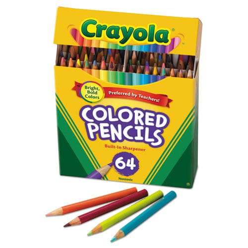 Crayola Short Colored Pencils Hinged Top Box With Sharpener 3.3 Mm 2b (#1) Assorted Lead/barrel Colors 64/pack - School Supplies - Crayola®