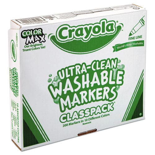 Crayola Ultra-clean Washable Marker Classpack Fine Bullet Tip 10 Assorted Colors 200/pack - School Supplies - Crayola®