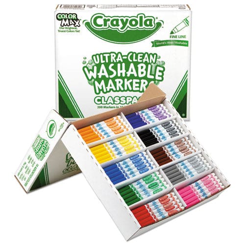 Crayola Ultra-clean Washable Marker Classpack Fine Bullet Tip 10 Assorted Colors 200/pack - School Supplies - Crayola®