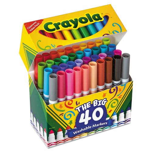 Crayola Ultra-clean Washable Markers Broad Bullet Tip Assorted Colors 40/set - School Supplies - Crayola®