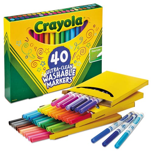 Crayola Ultra-clean Washable Markers Fine Bullet Tip Assorted Colors 40/set - School Supplies - Crayola®