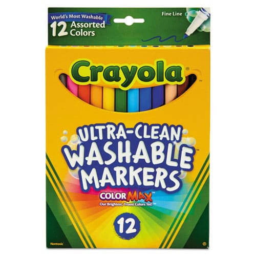 Crayola Ultra-clean Washable Markers Fine Bullet Tip Assorted Colors Dozen - School Supplies - Crayola®