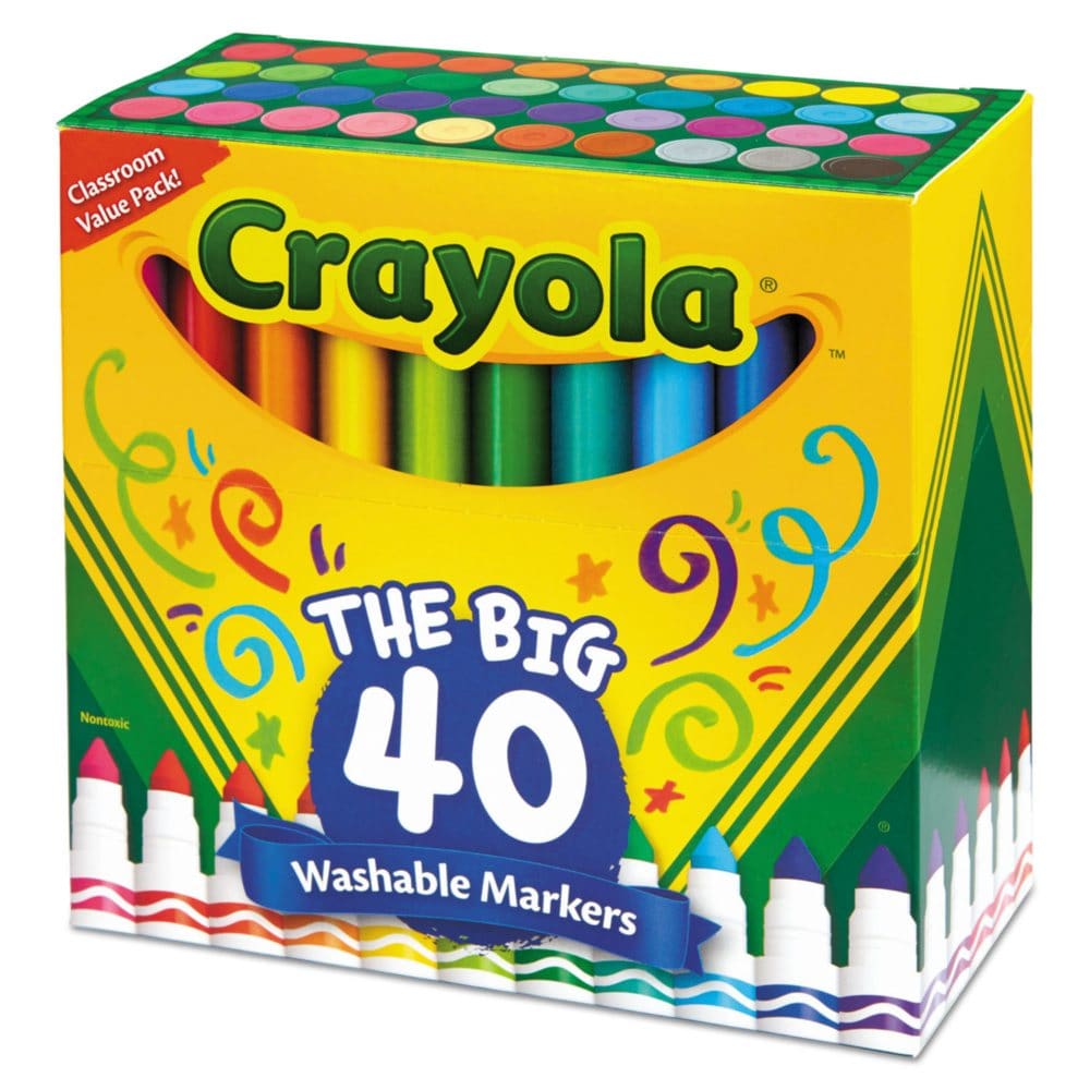 Crayola Washable Markers Broad Point Assorted Classic Colors 40/Set - First Day of School Essentials - Crayola