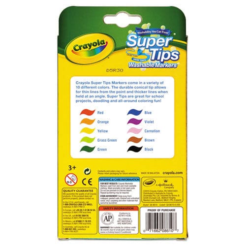 Crayola Washable Super Tips Markers Fine/broad Bullet Tips Assorted Colors 10/set - School Supplies - Crayola®