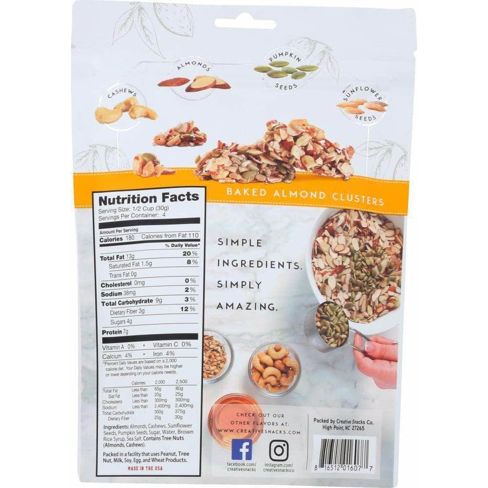 Creative Snacks Creative Snacks Almond Clusters Nut Cashews Pumpkin Seeds & Sunflower Seeds, 4 oz