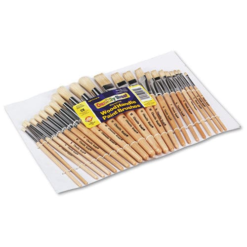 Creativity Street Preschool Brush Set Sizes 1-12 Natural Bristle Flat; Round Profiles 24/set - School Supplies - Creativity Street®