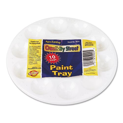 Creativity Street Round Plastic Paint Trays For Classroom White 10/pack - School Supplies - Creativity Street®