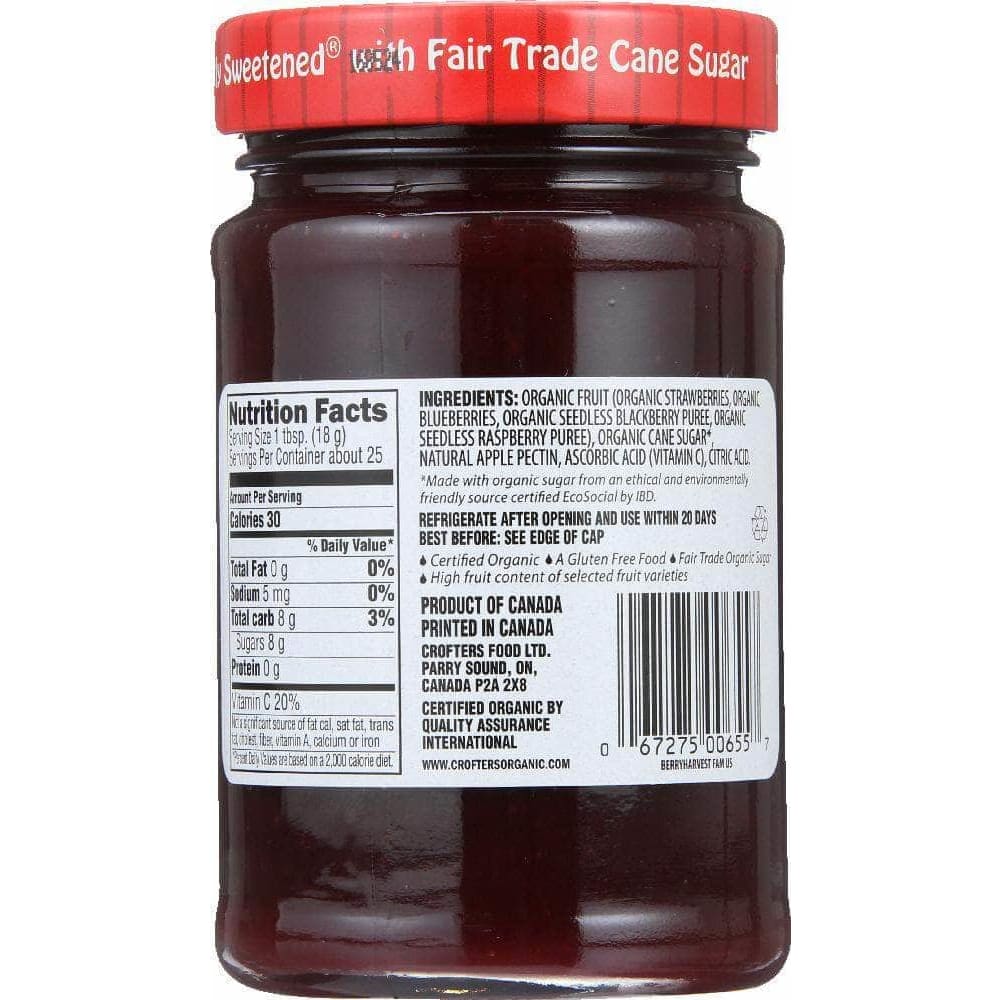 Crofters Organic Crofters Berry Harvest Fruit Spread, 16.5 oz