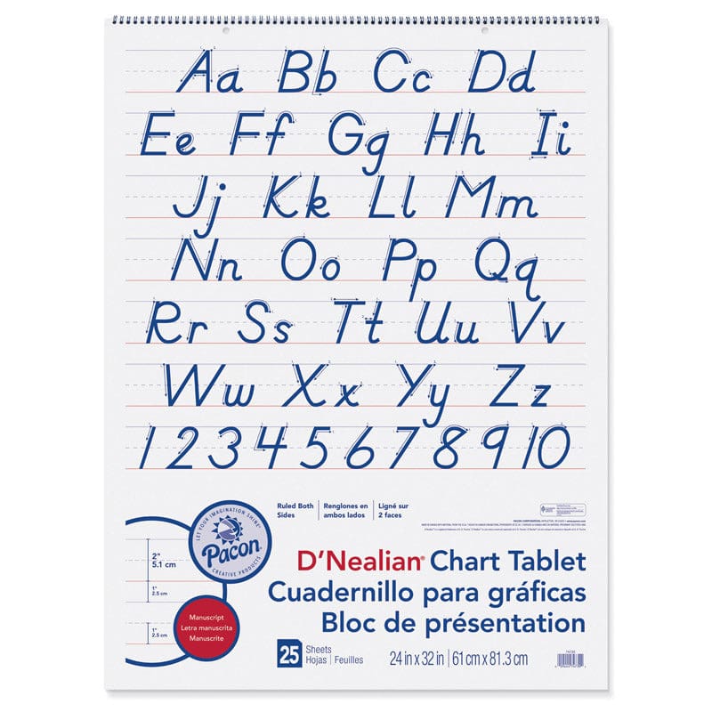 D Nealian Chart Tablet Manuscript (Pack of 2) - Chart Tablets - Dixon Ticonderoga Co - Pacon