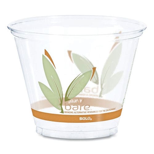 Dart Bare Eco-forward Rpet Cold Cups 9 Oz Leaf Design Clear/green/orange 1,000/carton - Food Service - Dart®