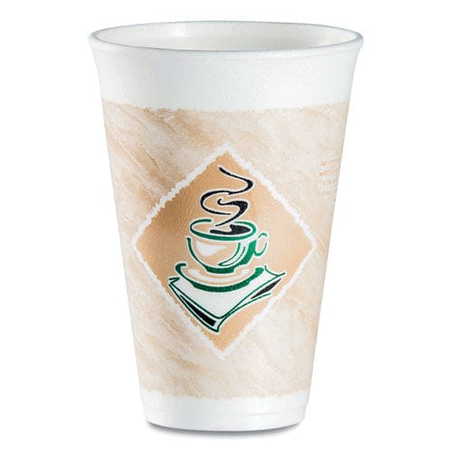 Dart Cafe G Foam Hot/cold Cups 16 Oz Brown/green/white 1,000/carton - Food Service - Dart®
